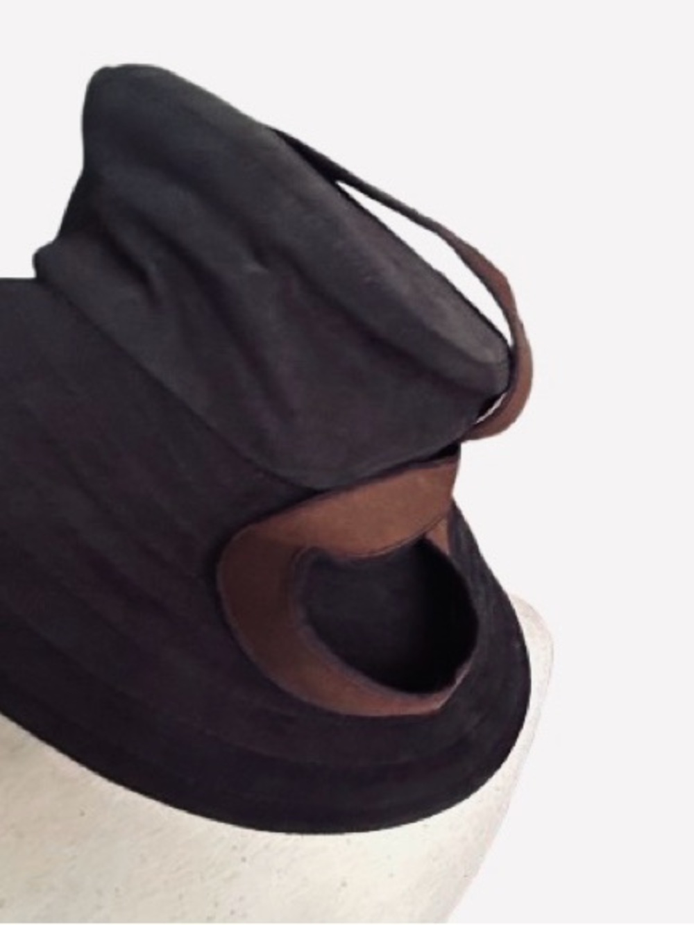 Vintage ERIC JAVITS Hat Weatherproof Fabric Brown Black 60s 70s - Picture 2 of 16